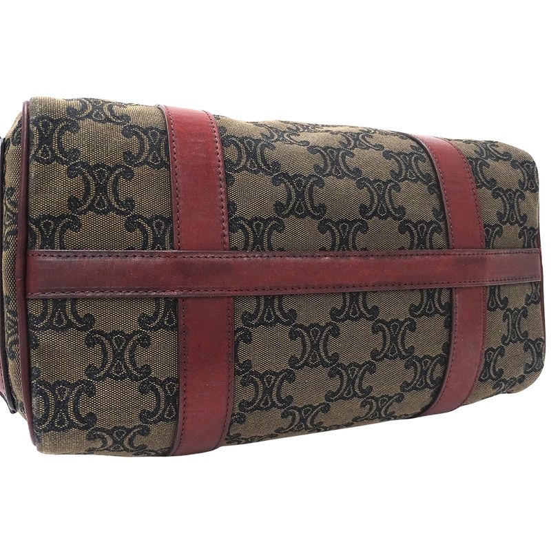 Celine Bag Handbag Triomphe Canvas Brown Bordeaux Wine Red — view 8