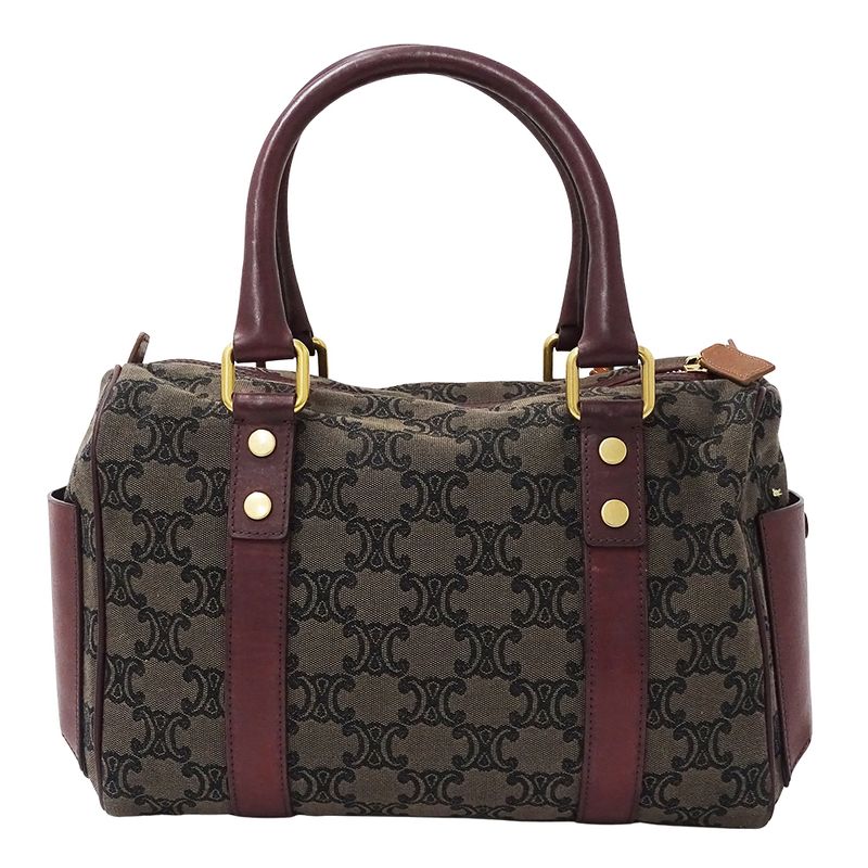 Celine Bag Handbag Triomphe Canvas Brown Bordeaux Wine Red — view 2