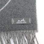 Hermes Muffler Entrelac Equestre Gray 100% Cashmere Fringe Accessori Scarf — view 8