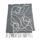 Hermes Muffler Entrelac Equestre Gray 100% Cashmere Fringe Accessori Scarf — view 2