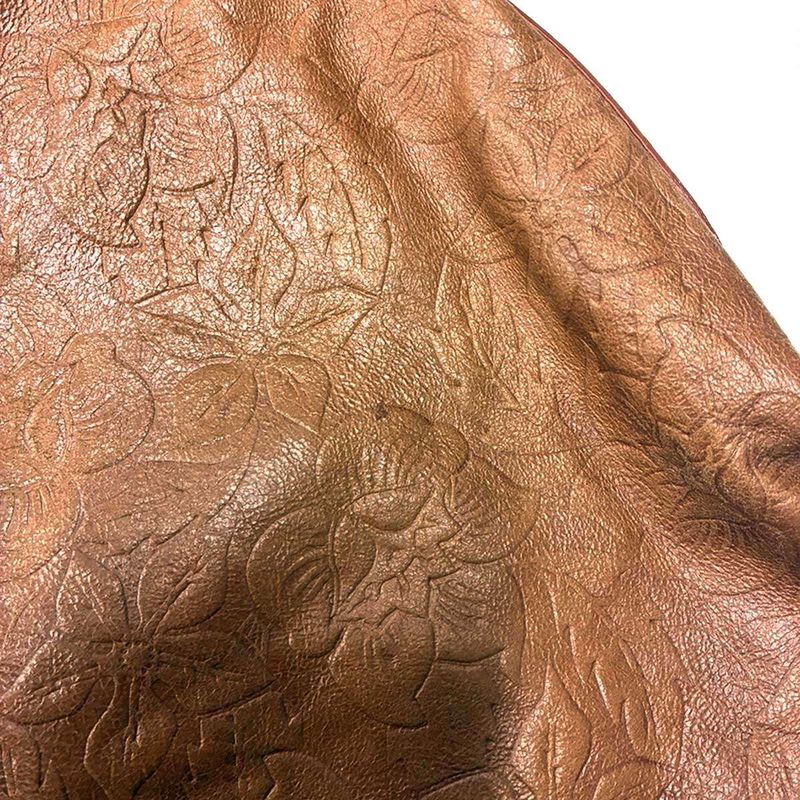Celine Vintage Flower Design Leather Shoulder Bag Brown