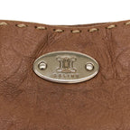 Celine Vintage Flower Design Leather Shoulder Bag Brown