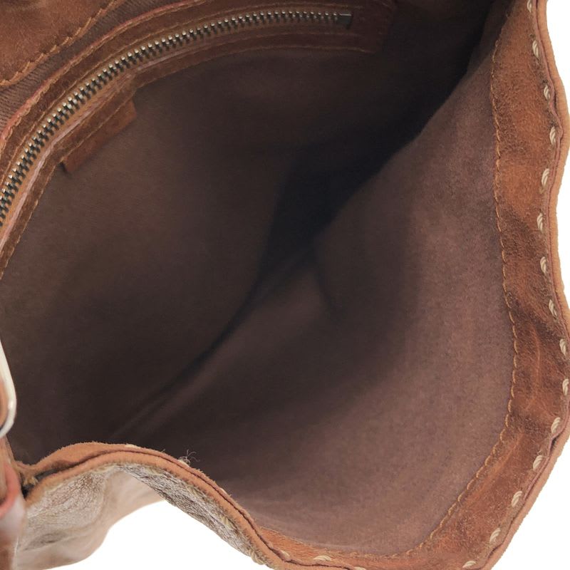 Celine Vintage Flower Design Leather Shoulder Bag Brown — view 7