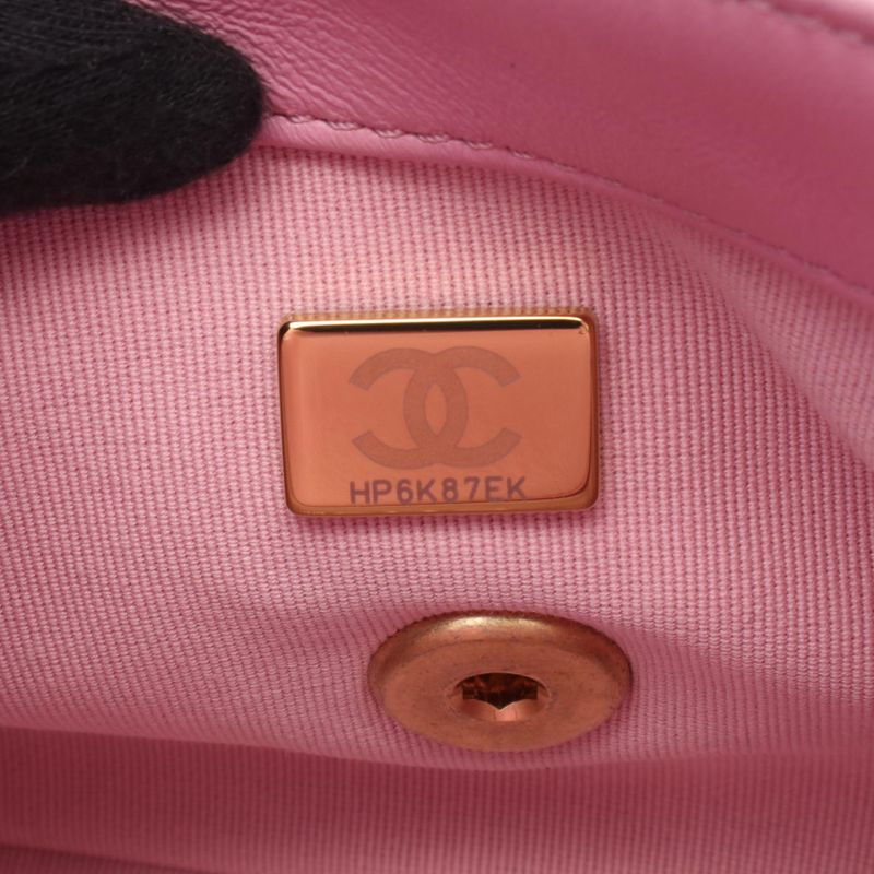Chanel Shoulder Bag Mini Quilted Pink Leather Small Flap Chain — view 5