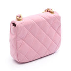 Chanel Shoulder Bag Mini Quilted Pink Leather Small Flap Chain — view 2