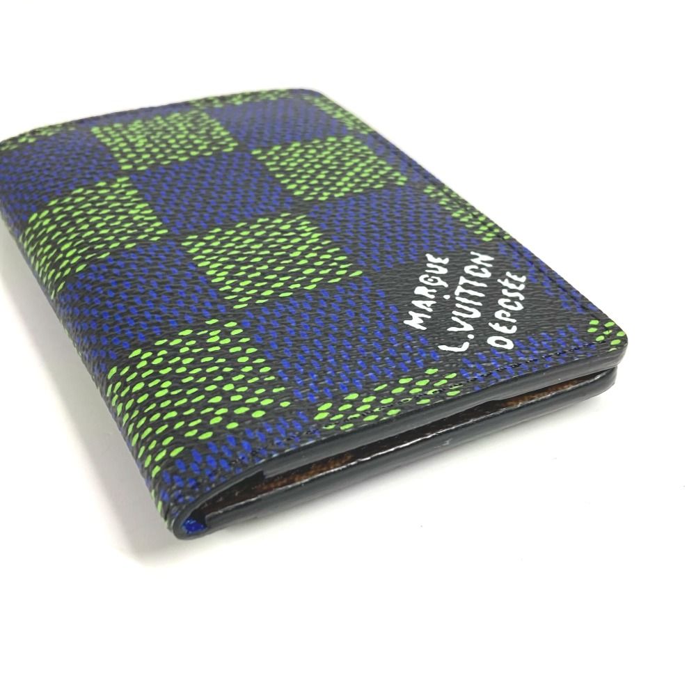 Louis Vuitton Card Case Organizer De Poche Leather Canvas Blue — view 8