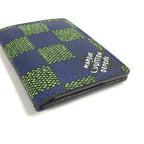 Louis Vuitton Card Case Organizer De Poche Leather Canvas Blue — view 8