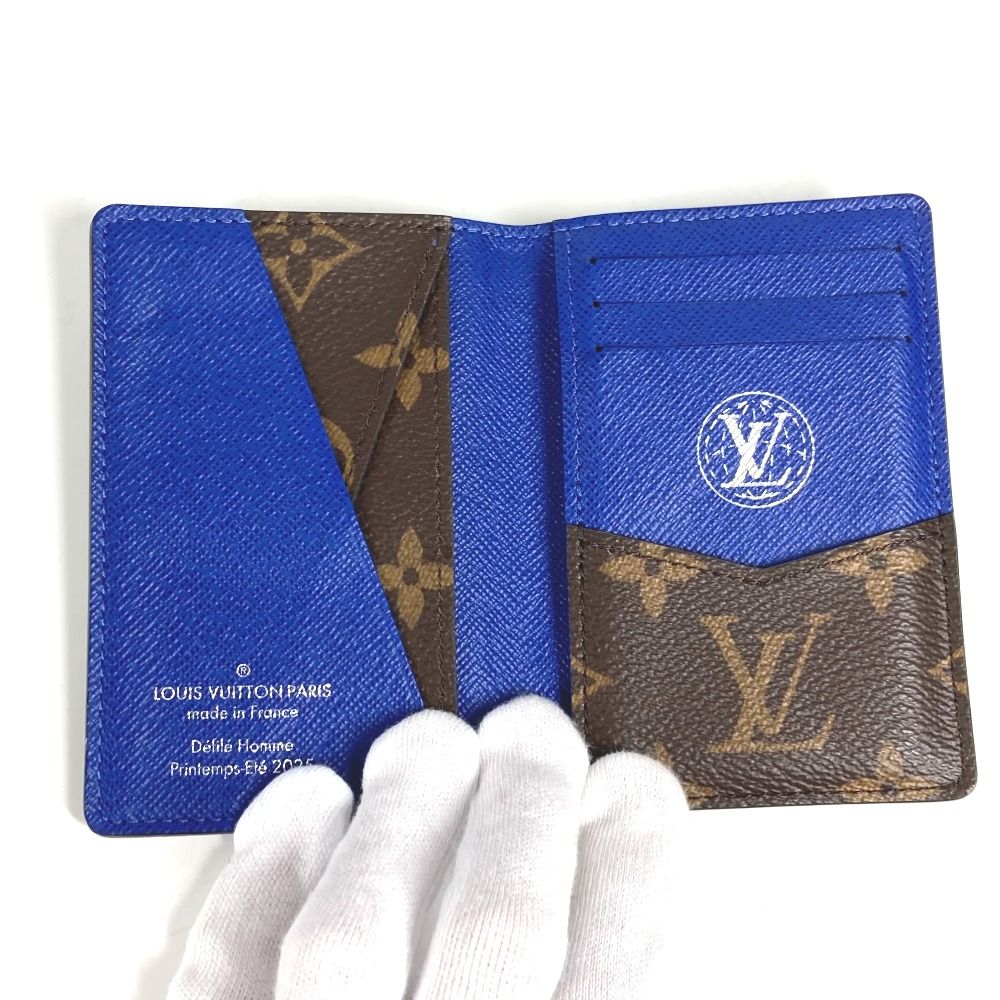 Louis Vuitton Card Case Organizer De Poche Leather Canvas Blue — view 9