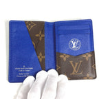 Louis Vuitton Card Case Organizer De Poche Leather Canvas Blue — view 9