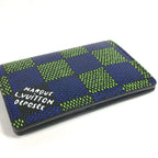 Louis Vuitton Card Case Organizer De Poche Leather Canvas Blue — view 5