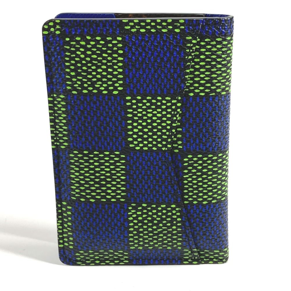 Louis Vuitton Card Case Organizer De Poche Leather Canvas Blue — view 3