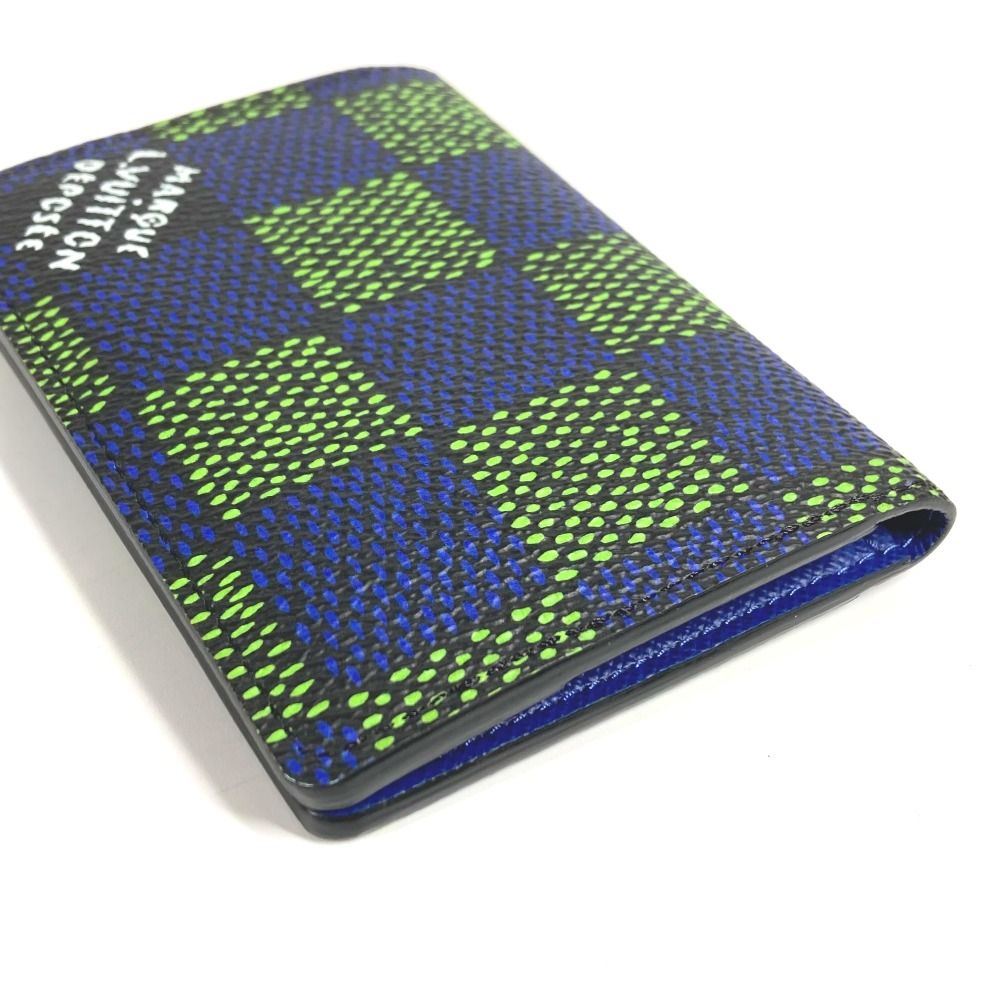 Louis Vuitton Card Case Organizer De Poche Leather Canvas Blue — view 6