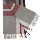 Hermes Scarf Tartan Pocket Cuirelle Applique Cashmere Shawl Gray Marine Rouge Ash — view 2