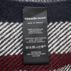 Hermes Scarf Tartan Pocket Cuirelle Applique Cashmere Shawl Gray Marine Rouge Ash — view 7