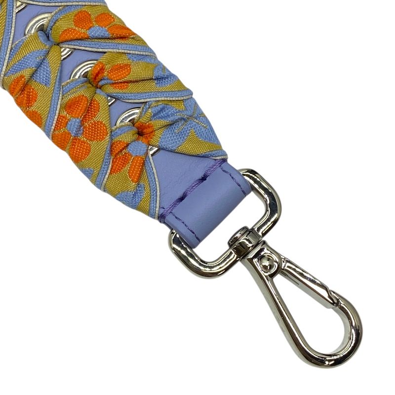 Fendi Mini Strap You Shoulder Accessory Flower Floral Ribbon Canvas Blue — view 2