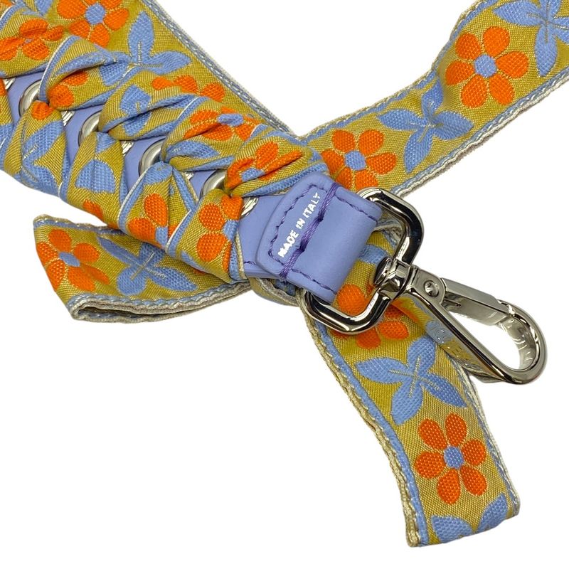 Fendi Mini Strap You Shoulder Accessory Flower Floral Ribbon Canvas Blue — view 6