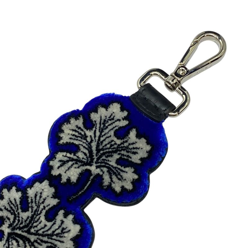 Fendi Long Strap You Shoulder Accessory Leaf Velvet Leather Black Blue