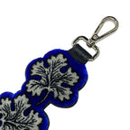 Fendi Long Strap You Shoulder Accessory Leaf Velvet Leather Black Blue