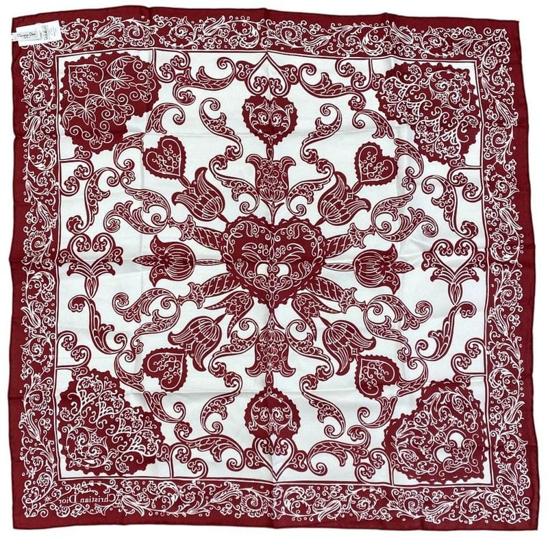 Christian Dior Scarf Accessory Silk Logo Bandana Pattern All Over White — view 7