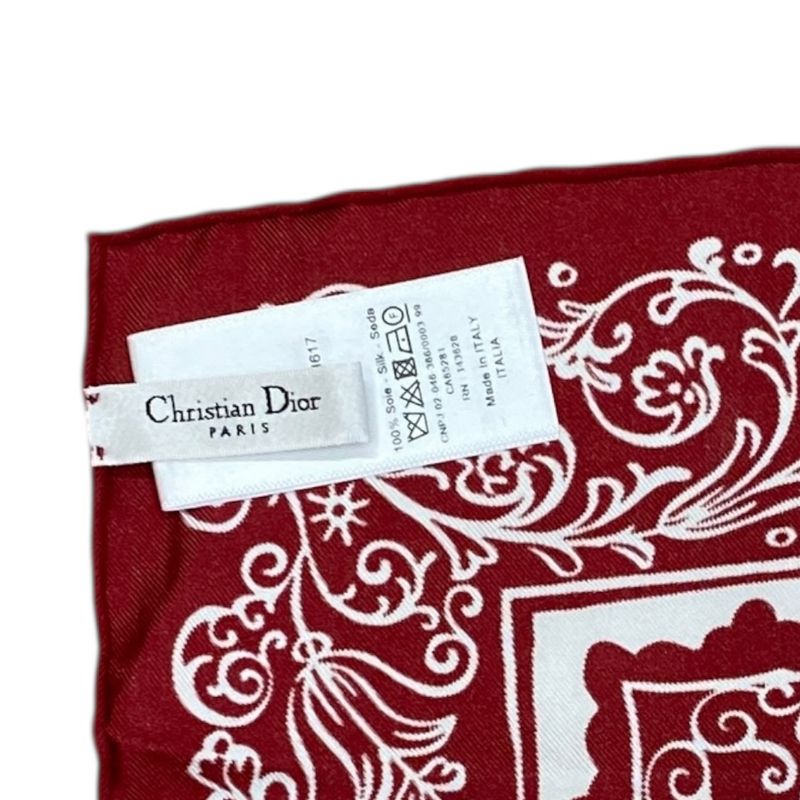 Christian Dior Scarf Accessory Silk Logo Bandana Pattern All Over White — view 8