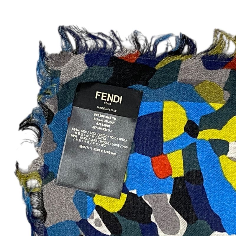 Fendi Bugs Monster Scarf Shawl Large Accessory Silk Logo All Over Pattern — view 7