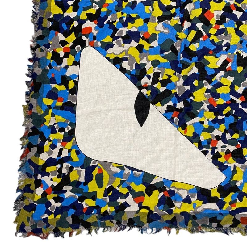 Fendi Bugs Monster Scarf Shawl Large Accessory Silk Logo All Over Pattern — view 5