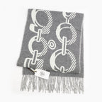 Hermes Muffler Dore Bagle Gray 100% Cashmere Fringe Accessories Scarf — view 4