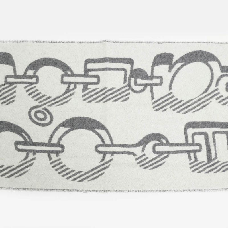 Hermes Muffler Dore Bagle Gray 100% Cashmere Fringe Accessories Scarf — view 6