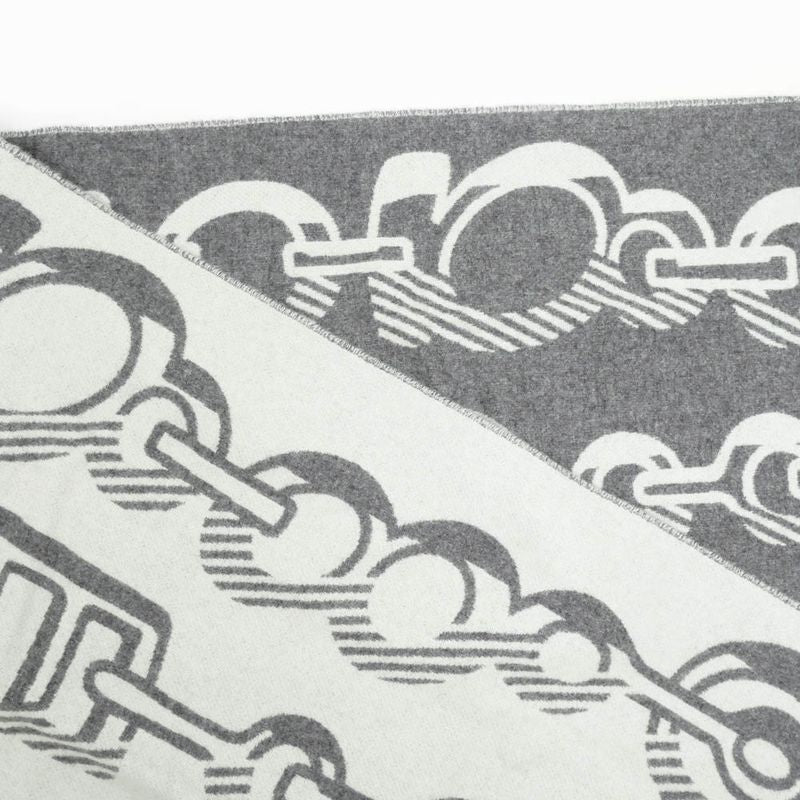Hermes Muffler Dore Bagle Gray 100% Cashmere Fringe Accessories Scarf — view 9