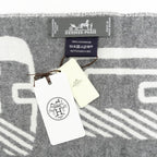 Hermes Muffler Dore Bagle Gray 100% Cashmere Fringe Accessories Scarf — view 8