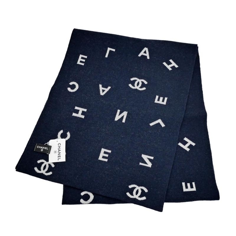 Chanel Reversible Muffler Navy Coco Mark 2025 Cruises Aaa710 Scarf — view 3