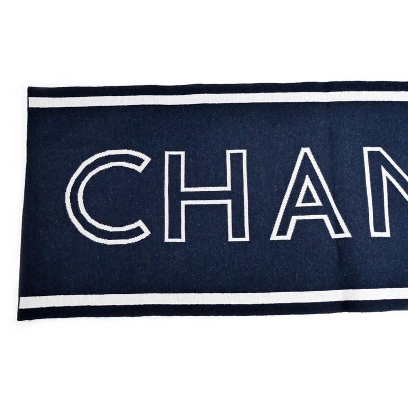 Chanel Reversible Muffler Navy Coco Mark 2025 Cruises Aaa710 Scarf — view 5