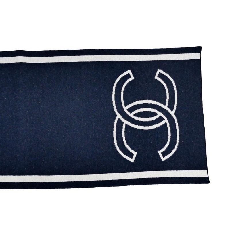 Chanel Reversible Muffler Navy Coco Mark 2025 Cruises Aaa710 Scarf — view 7
