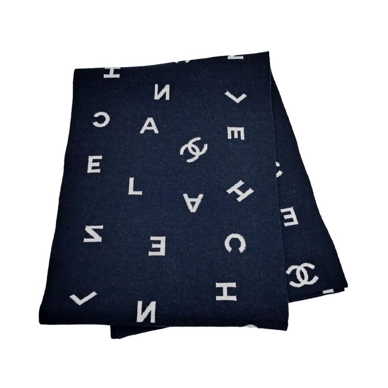 Chanel Reversible Muffler Navy Coco Mark 2025 Cruises Aaa710 Scarf — view 4