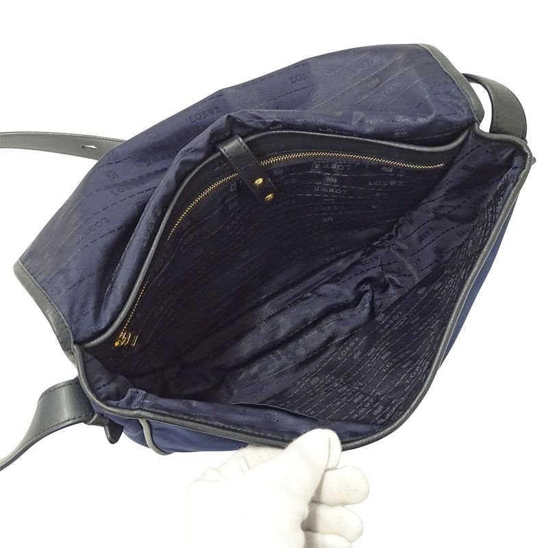 Loewe Bag Shoulder Canvas Navy Logo Crossbody — view 5