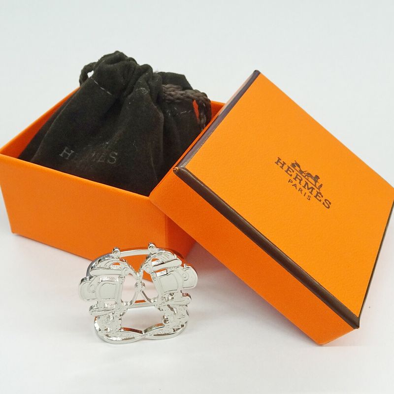 Hermes Scarf Ring Brides De Gala Metal Silver SV — view 9