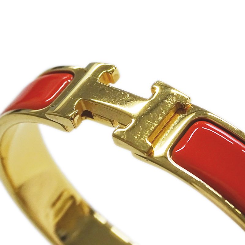 Hermes Bracelet Click H PM Bangle Orange Gold Cool — view 9