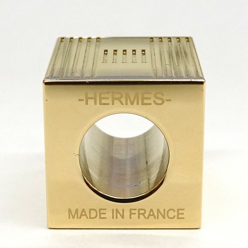 Hermes Scarf Ring Cube Teme H Motif Metal Gold GD — view 5