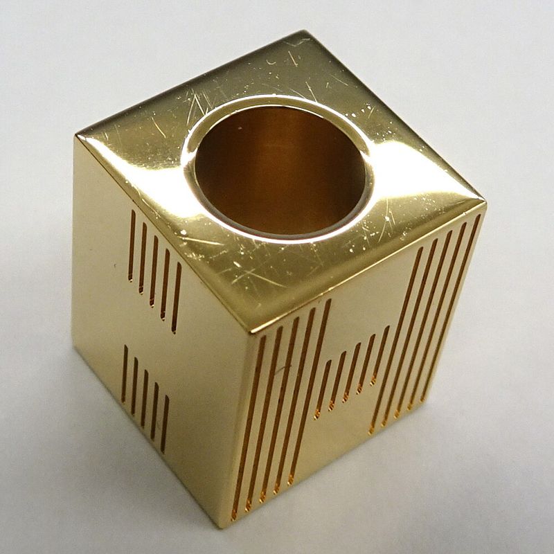 Hermes Scarf Ring Cube Teme H Motif Metal Gold GD — view 8