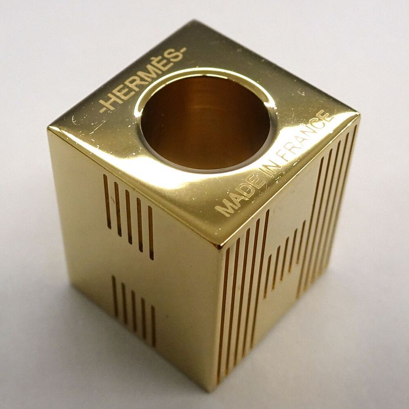 Hermes Scarf Ring Cube Teme H Motif Metal Gold GD — view 7