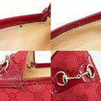 Gucci Loafers Horsebit GG Canvas Leather All Over Pattern Red Silver — view 8