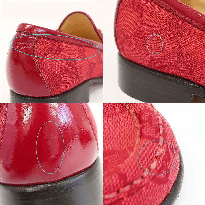 Gucci Loafers Horsebit GG Canvas Leather All Over Pattern Red Silver — view 7