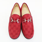 Gucci Loafers Horsebit GG Canvas Leather All Over Pattern Red Silver — view 3