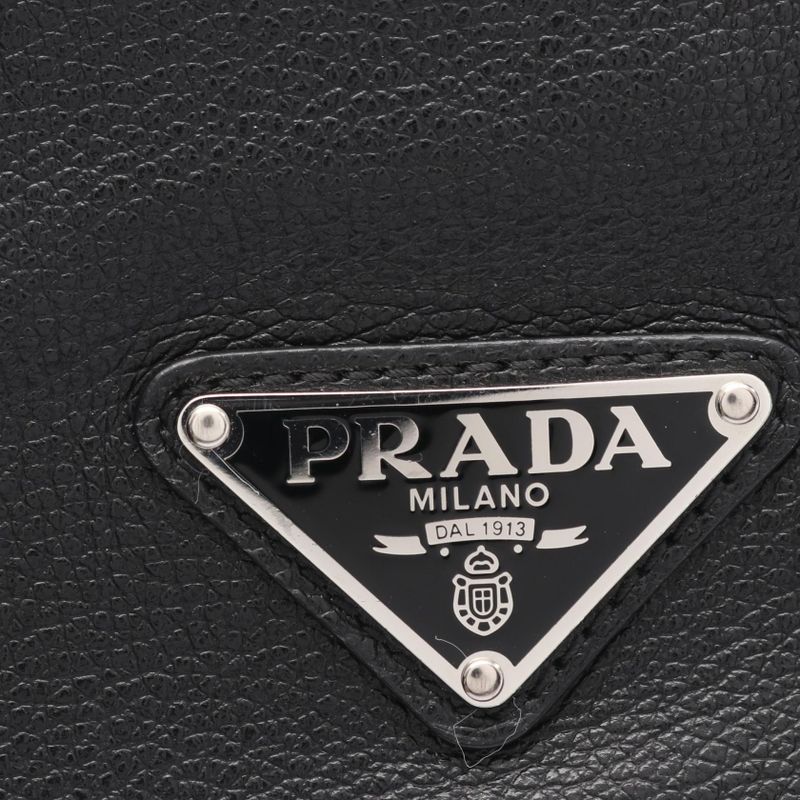 Prada Shoulder Bag Glace'calf 1 Bd296 Black Leather Triangle Logo — view 5