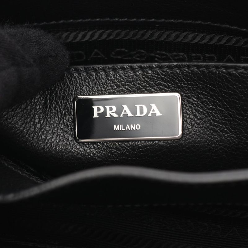 Prada Shoulder Bag Glace'calf 1 Bd296 Black Leather Triangle Logo — view 4