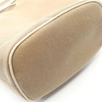 Prada Handbag Logo Jacquard Beige White Canvas Leather Bucket Bag — view 5