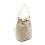 Prada Handbag Logo Jacquard Beige White Canvas Leather Bucket Bag — view 2