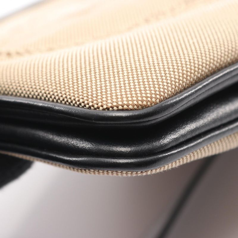 Prada Shoulder Bag Logo Jacquard Beige Black Canvas Leather — view 5