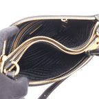 Prada Shoulder Bag Logo Jacquard Beige Black Canvas Leather — view 3
