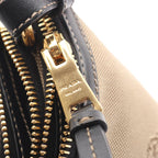 Prada Shoulder Bag Logo Jacquard Beige Black Canvas Leather — view 6